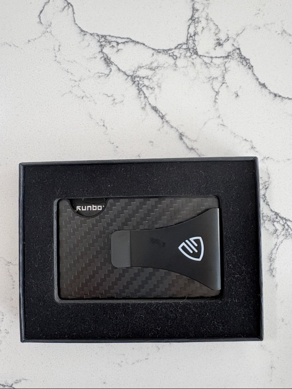 NWOT Black RFID Carbon Fiber Money Clip Wallet